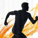 Deportista en acción con íconos de nutrición