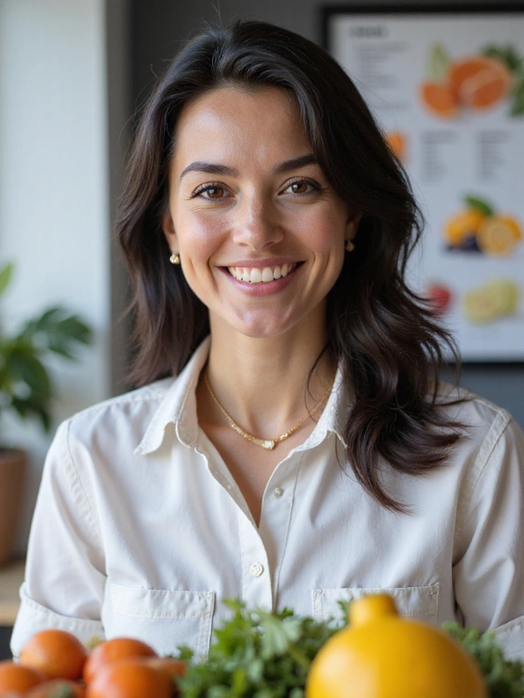 Nutrióloga sonriendo amistosamente